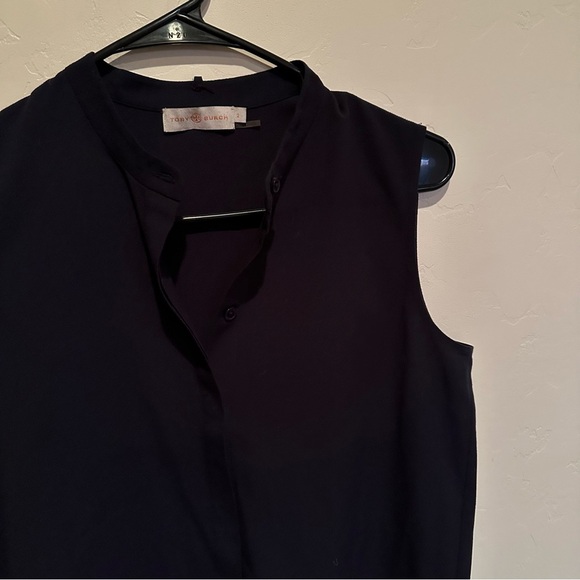 Tory Burch | Sleeveless Button Up Tank Top Blouse Navy - Picture 1 of 7